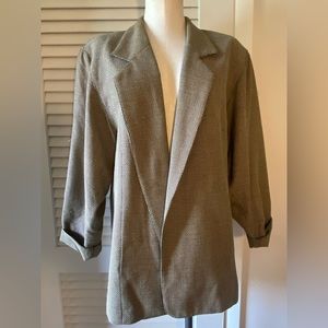 Vintage Olive Green Textured Blazer Jacket